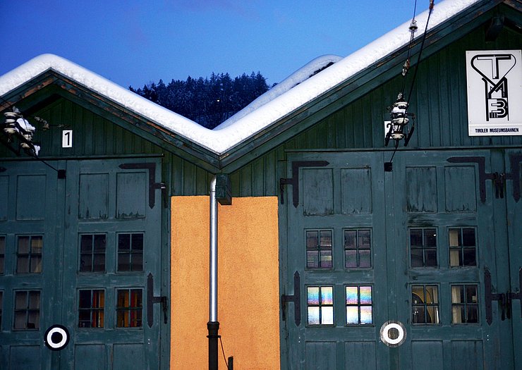 Außenansicht der Remise des "Localbahnmuseums" in "Innsbruck"