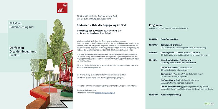 © Land Tirol/Dorferneuerung Einladung Ausstellung Dorfoase