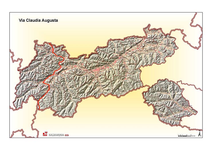 Karte Via Claudia Augusta Tirol