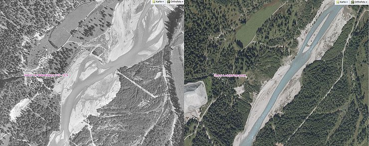 © Land Tirol/Reiter Luftaufnahme aus dem Jahr 1970 und von Heute …