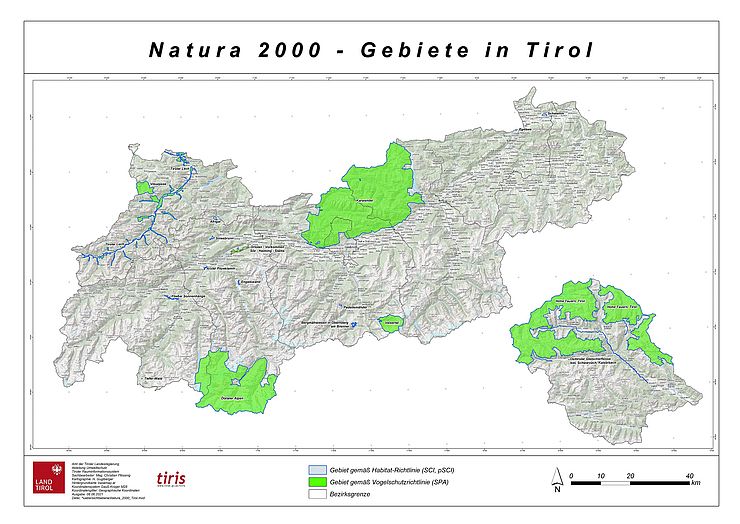 Karte Natura 2000 Gebiete Tirol