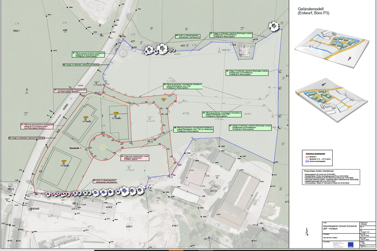 Planungsunterlagen von einem Wohngebiet in Kössen