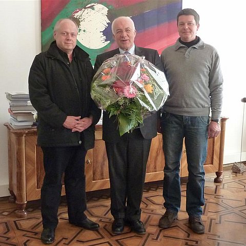 (von links): Obmann-Stellvertreter Tiroler Gärtner Josef Norz, LTP Herwig van Staa, Obmann-Stellvertreter Tiroler Gärtner Christian Jägerbauer