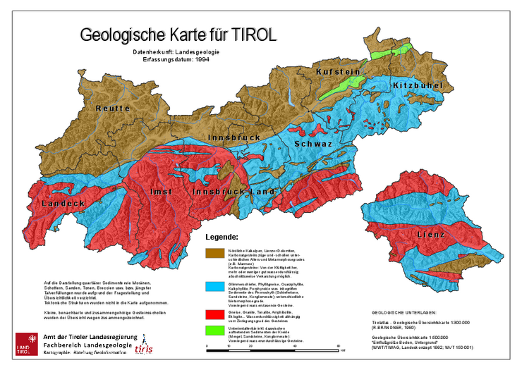 Geologisch-hydrogeologische Übersichtskarte Tirol