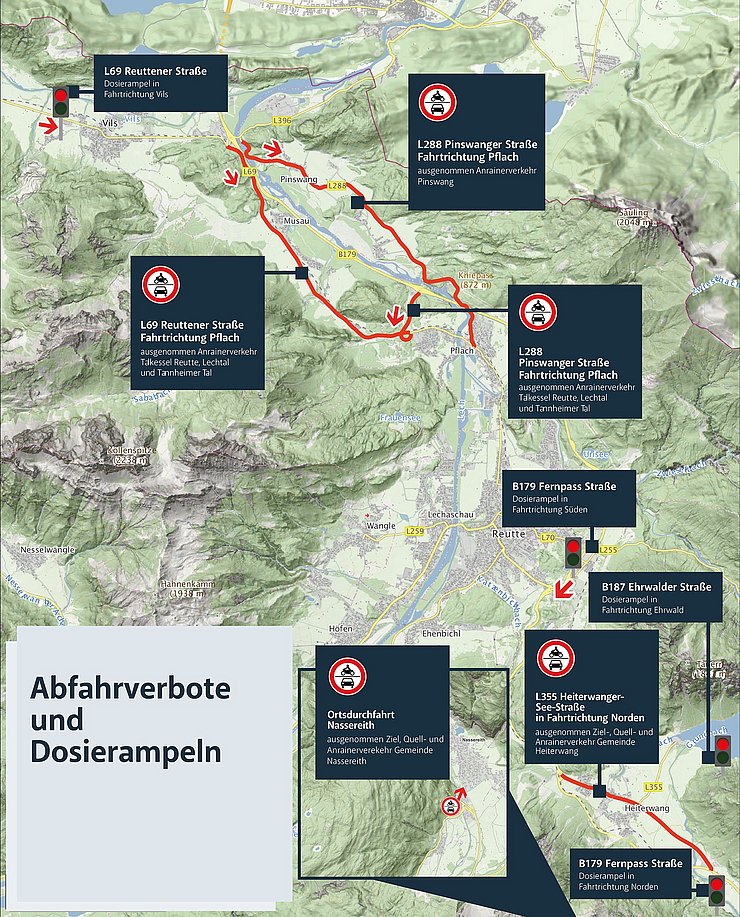Karte des Außerferns mit eingezeichneten Maßnahmen