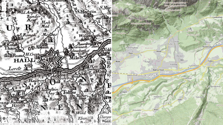 Zwei Landkarten sind nebeneinander zu sehen.