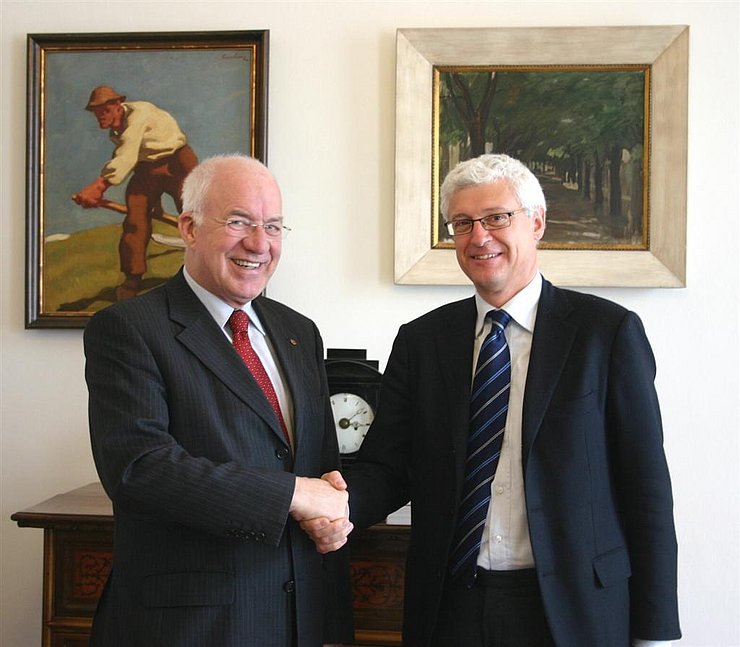 Landtagspräsident Herwig van Staa begrüßte heute seinen Amtskollegen aus dem Trentino, Giovanni Kessler.