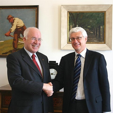 Landtagspräsident Herwig van Staa begrüßte heute seinen Amtskollegen aus dem Trentino, Giovanni Kessler.