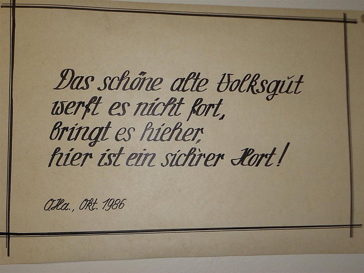 Spruch im "Heimatmuseum" in "Oberhofen"