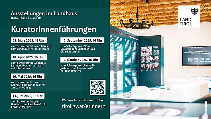 Eine Übersicht zu den KuratorInnenführung rund um die Ausstellungen im Landhaus. 
