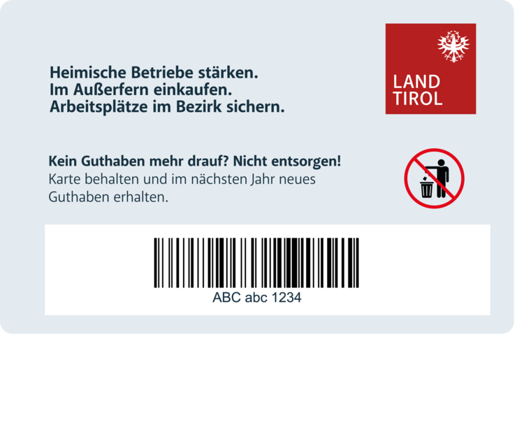 © Land Tirol Rückseite der Außerförderung-Gutscheinkarte