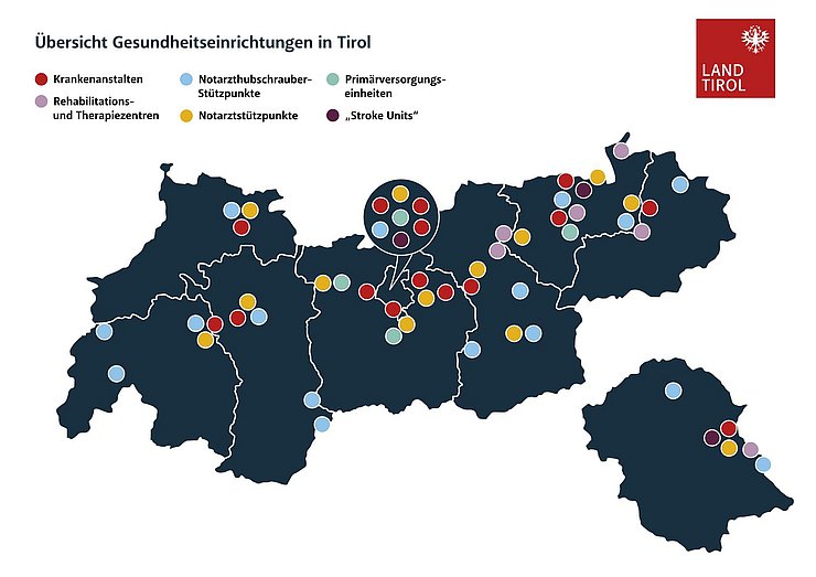 Tirols Gesundheitseinrichtungen im Überblick.