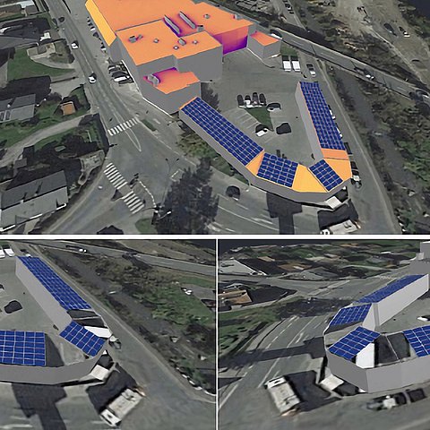 Plan der neuen PV-Anlage auf dem Dach des Fleischhofes Oberland