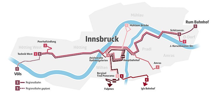 © Innsbrucker Verkehrsbetriebe und Stubaitalbahn GmbH Liniennetzplan IVB Innsbruck