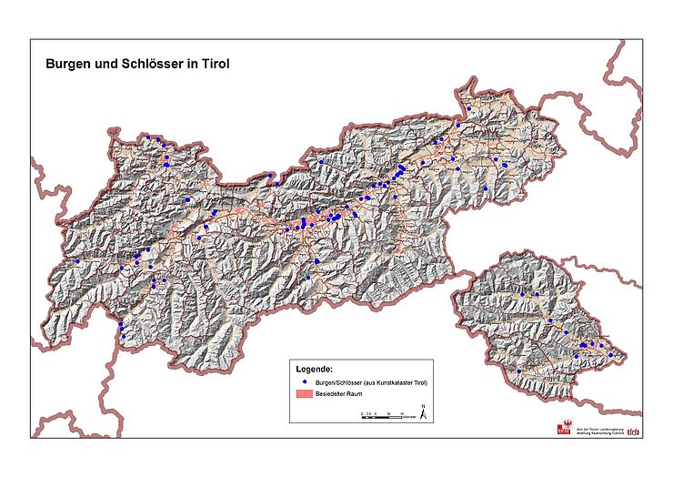 Karte Burgen und Schlösser Tirol