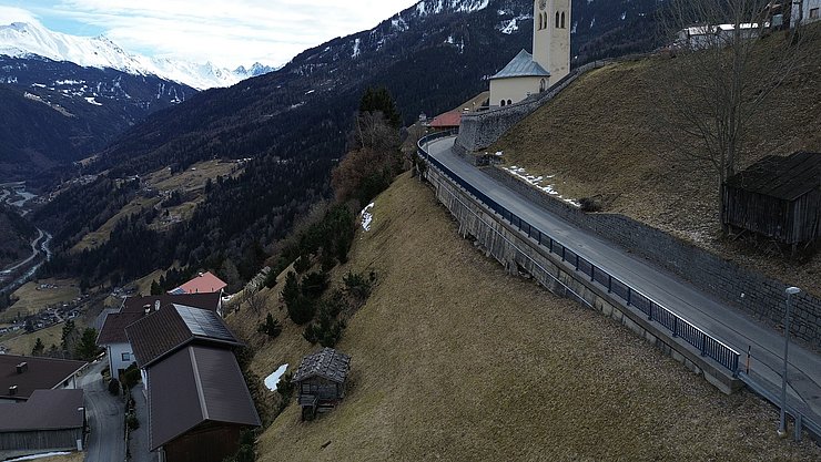Drohnenaufnahme der Hochgallmiggstraße