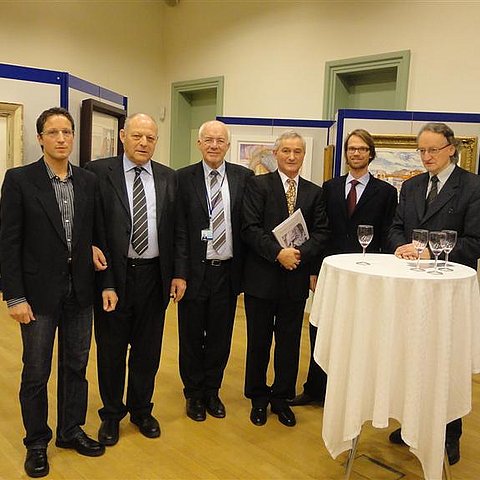 v.l. LH Durnwalder, LTP van Staa, Ausstellungskurator Schönpflug, Leiter Tirol-Büro Mast